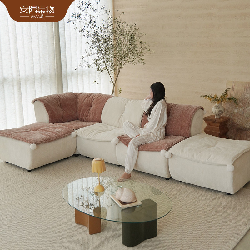 安隅集物原创布蕾娜小丑模块沙发自由组合奶油法式横厅小户型沙发