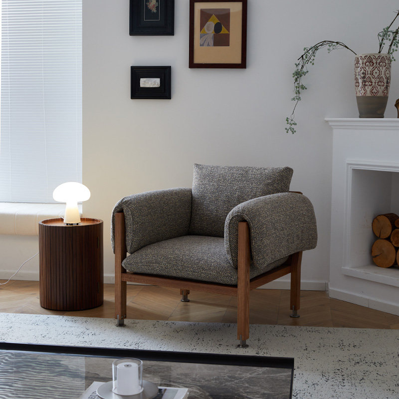 安隅集物卡尔卡松单人沙发椅原创设计实木布艺可拆洗小户型客厅