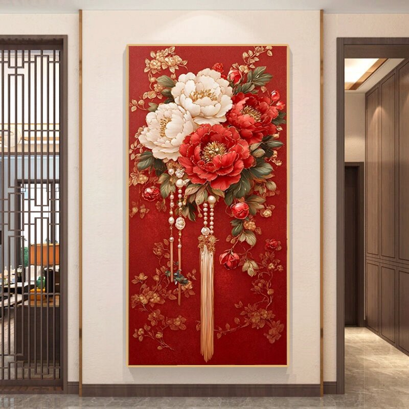 花开 富贵十字绣2025新款牡丹客厅卧室喜庆轻奢手工线 线绣婚庆礼