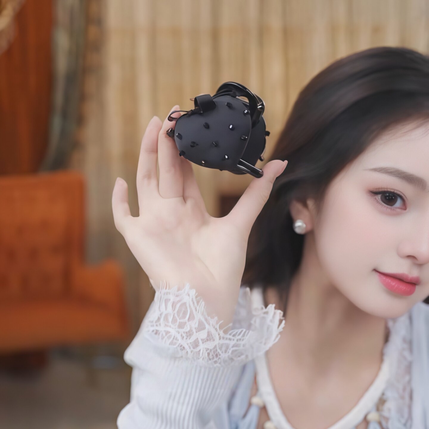 黑色水晶草莓高马尾抓夹女2025新款高级感发卡丸子头神器鲨鱼夹子