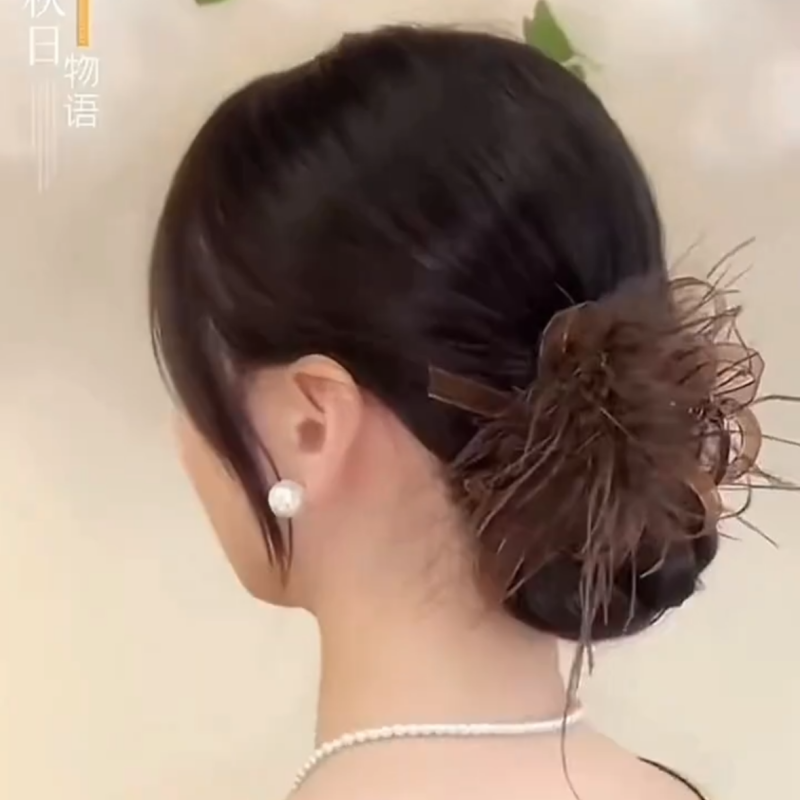 高级感咖色羽毛抓夹秋冬鲨鱼夹女驼鸟毛发夹后脑勺半扎发盘发夹子,饰品/流行首饰/时尚饰品新,发饰,淘宝优惠券,粉丝福利购,淘宝优惠卷