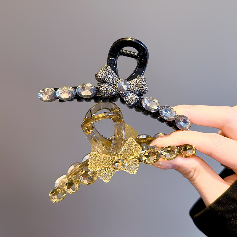 水晶蝴蝶结抓夹女大号