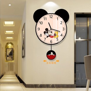 简约创意时钟挂墙家用静音石英钟高级感 米奇钟表客厅挂钟2025新款