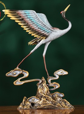 威弗列德全铜松鹤延年家居客厅玄关贺寿工艺品装饰品仙鹤礼物摆件