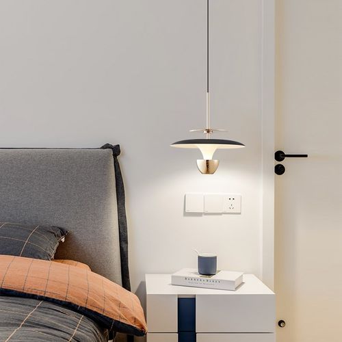 极简床头吊灯现代简约轻奢升降客厅沙发旁玄关柜吊线灯创意蘑菇灯