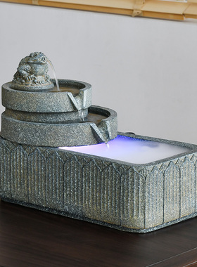 中式招财流水摆件金蟾喷泉循环水景观客厅办公室桌面装饰乔迁礼品