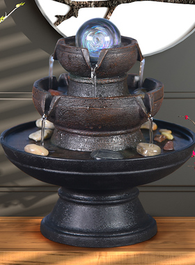 办公家居桌面流水生财摆件循环水风水球轮喷泉水景客厅装饰品转运