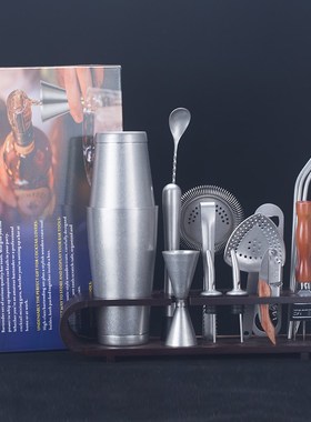 调酒师 专业调酒器具组合套装礼盒版调酒器摇酒壶不锈钢礼品工具
