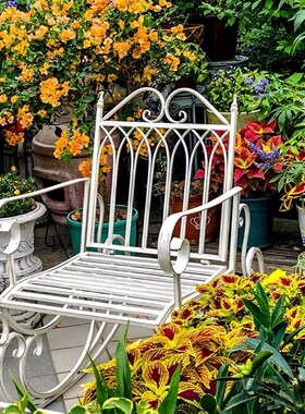 SHANGPIN家用复古铁艺懒人休闲躺椅田园户外逍遥椅单人摇椅子