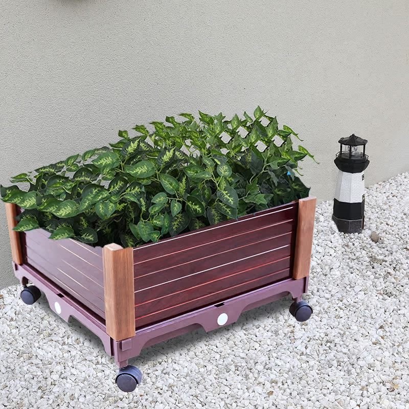 铝合金组合式庭院种植箱阳台种菜种花长方形花槽带轮移动花盆花箱