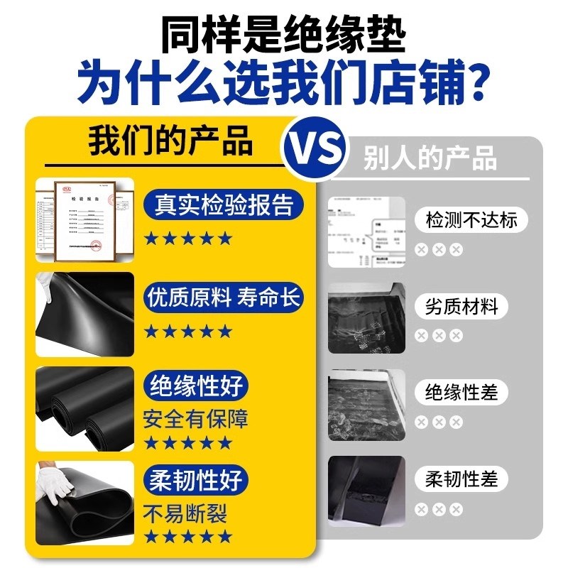 高压绝缘橡胶垫防火阻燃防滑地毯黑色胶皮垫橡胶板10kv配电房地垫