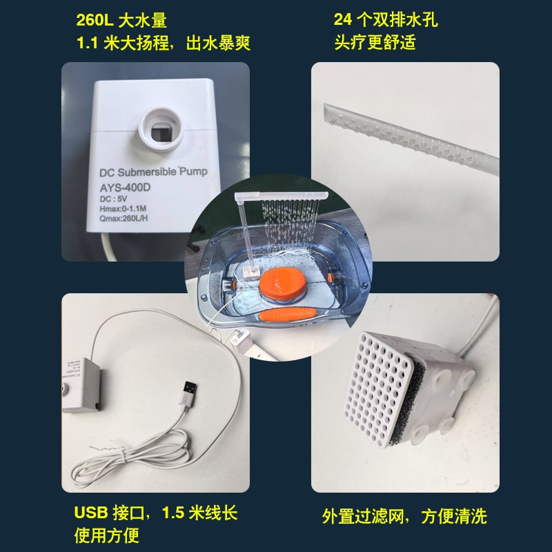 新品1500瓦循环恒温加热器安全电热管水电分离折叠浴桶泡澡加热器