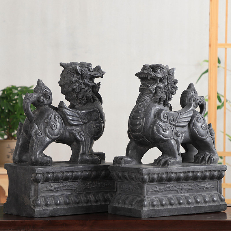 貔貅摆件石雕工艺品庭院商场酒店家用门口青石石头皮丘小开业礼品