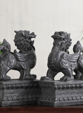 貔貅摆件石雕工艺品庭院商场酒店家用门口青石石头皮丘小开业礼品