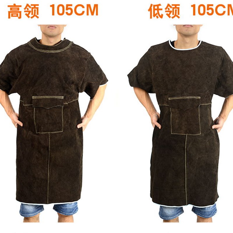 防火阻燃耐磨隔热纯牛皮电焊服皮围裙短袖电焊防护服电焊工皮衣