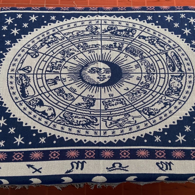 十二星座棉麻桌布 90x90cm塔罗推牌布 家用简约风格桌布 星月图腾图片