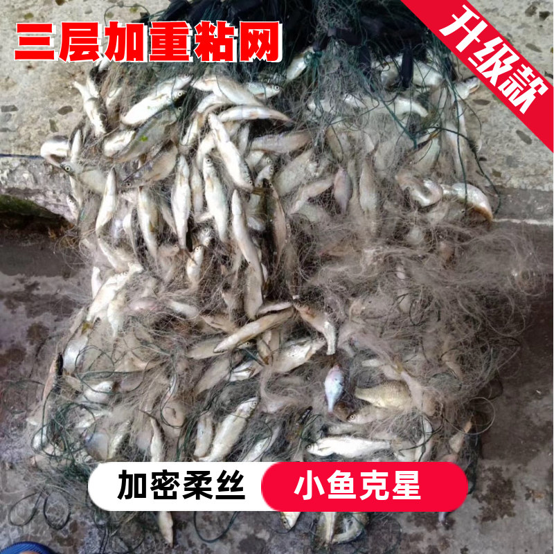 三层白条网粘鱼网小套浮网餐条鱼网穿条挂鱼网白条一指小鱼网渔网