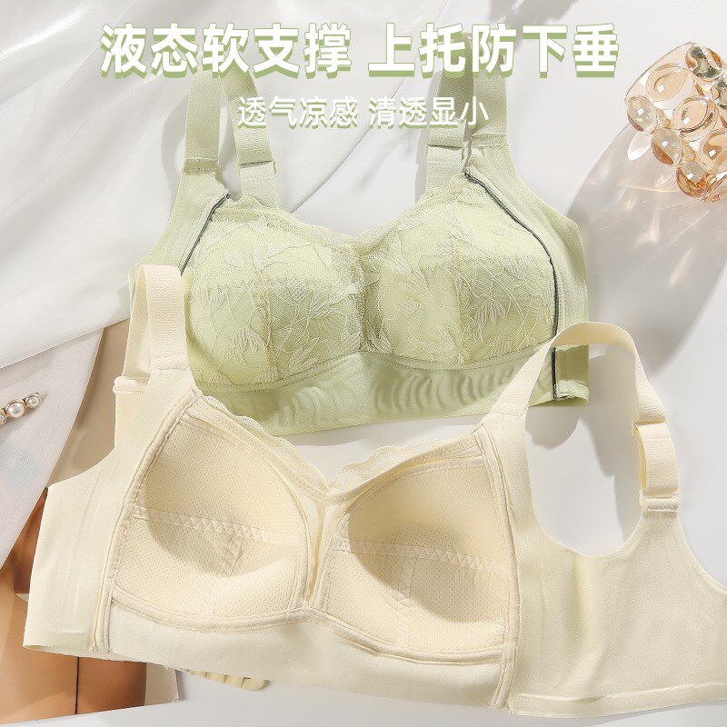 夏季超薄款大胸显小全罩杯束胸内衣女上托防下垂透气大码女士文胸