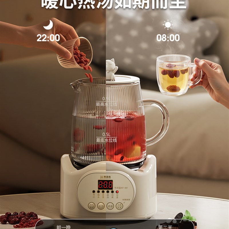 全玻璃养生壶炖煮一体烧水壶煮茶壶小型办公室一人用养生杯恒温壶
