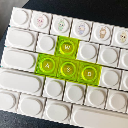 积木键帽 PBT透明PC材质 适用于十字轴机械键盘客制化WASD方向键