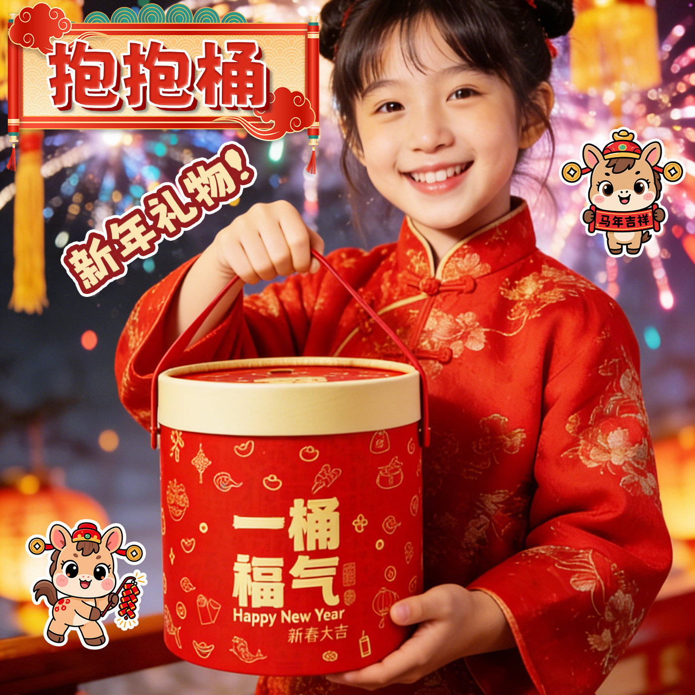 新年文具套装礼盒学习用品大礼包小学生女孩生日礼物女生开学送礼马年礼物2026年新款实用型抱抱桶送礼高颜值