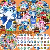 50张儿童变形警车珀利涂鸦贴纸画童动画小汽车创意可爱趣味汽车摩托车手机壳笔记本桌面遮丑DIY防水卡通贴纸