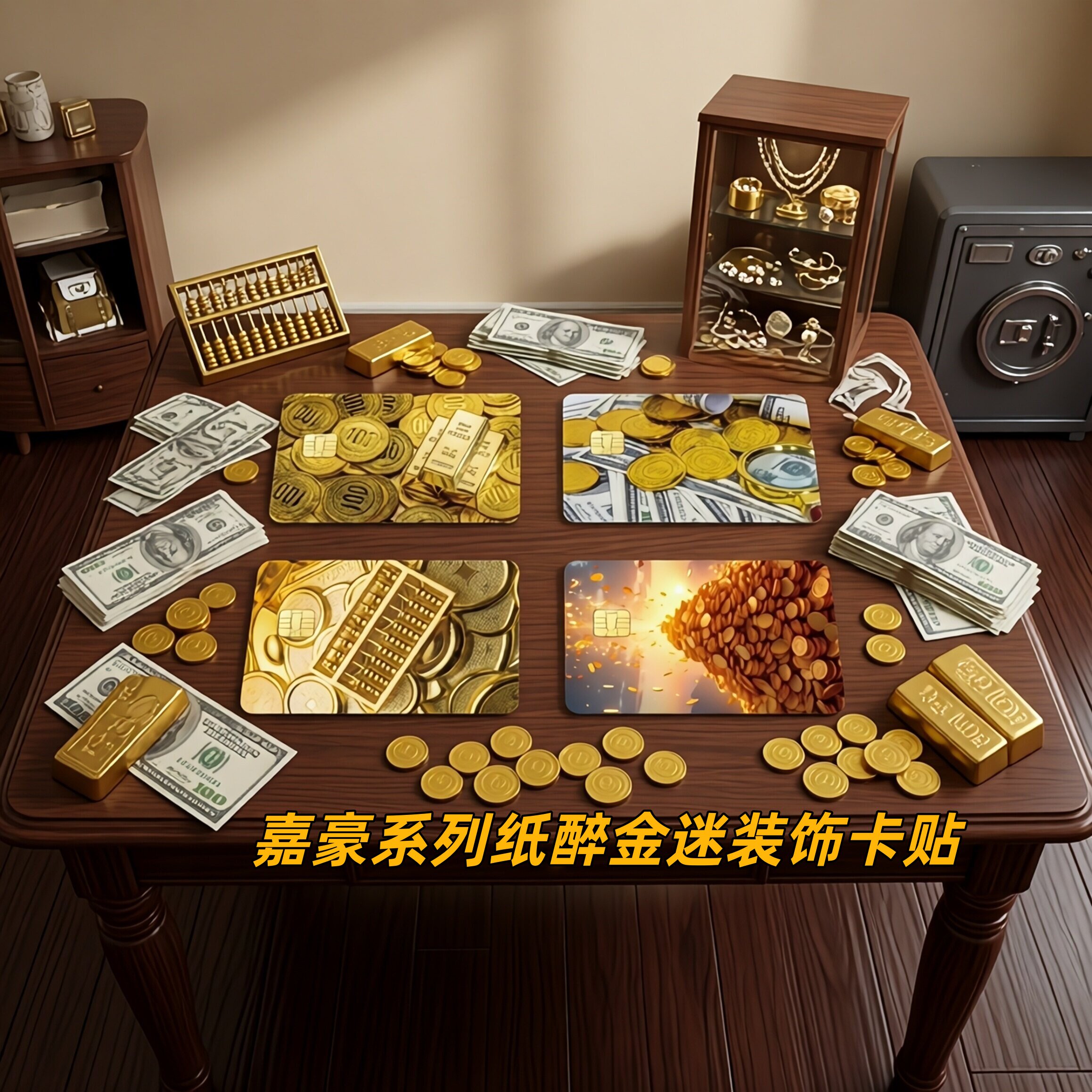 嘉豪系列纸醉金迷高清装饰卡贴PVC信用卡银行卡学生饭卡交通卡校园卡会员卡员工门禁卡贴纸防水防刮