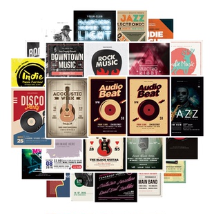 饰笔记本电脑手机充电宝水杯行李箱桌面墙面收纳柜门窗diy防水文具贴画 贴纸装 25张方形简约美式 海报风个性