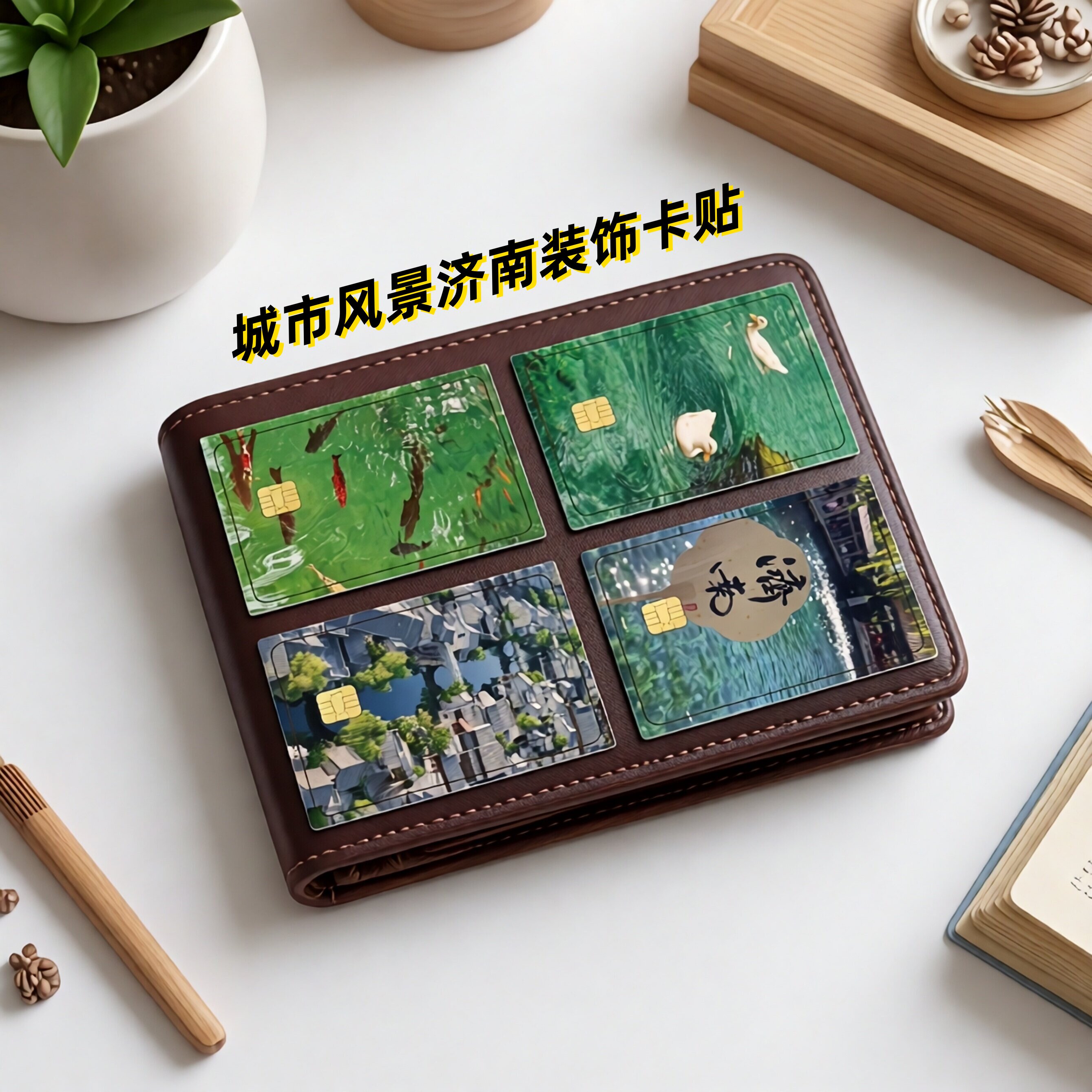 城市风景写真济南装饰卡贴信用卡银行卡高清PVC学生饭卡交通卡门禁卡校园卡会员卡贴纸防水防刮