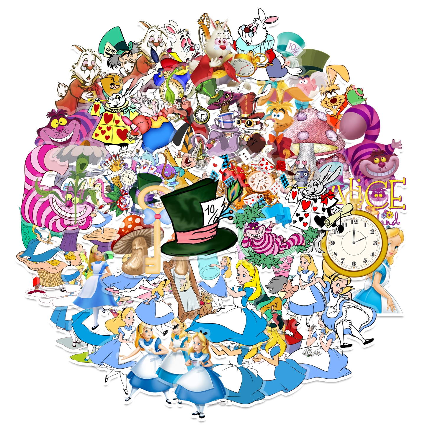 50张经典爱丽丝透明款动画贴纸
