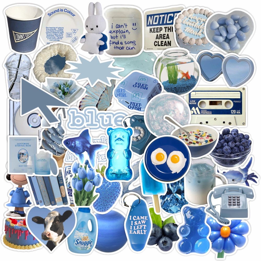 克莱因蓝盐系治愈小清新小物贴纸