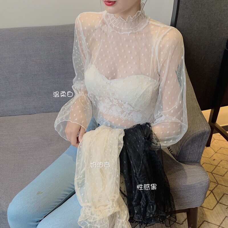 很仙的内搭网纱打底上衣女夏季2视频线
