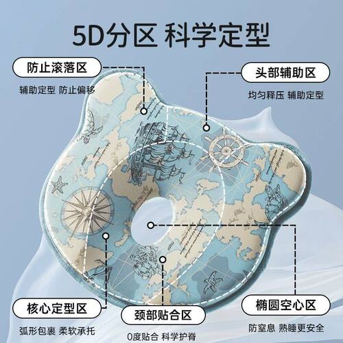 欧孕婴儿定型枕新生儿纠正头型矫正宝宝防偏头0到6个月凉感硅胶枕
