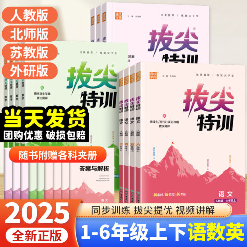 2024新拔尖特训语文数学英语一二年级三四五六年级上下册人教版北师苏教外研版1起点小学教材同步训练练习题册课时作业本一课一练