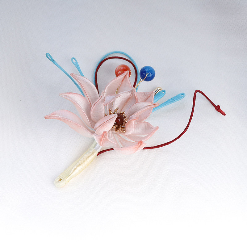 木池秋夏【粉菟丝花】新中式非遗绒花胸针国风胸花送妈妈礼物配饰