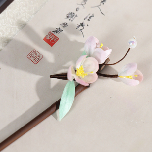 【海棠】手工非遗绒花海棠花发饰古风汉服头饰新中式胸针发簪发夹