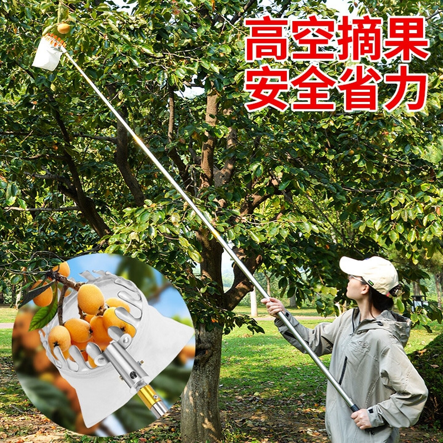 采摘枇杷工具摘果神器伸缩杆摘苹果李桃梨无花果子柿莲蓬器采核桃