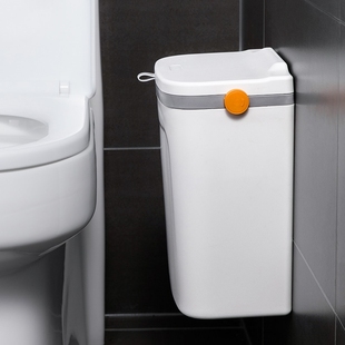 厨房垃圾桶壁挂式卫生间不脏手专用纸篓家用厨余干湿垃圾带盖新款