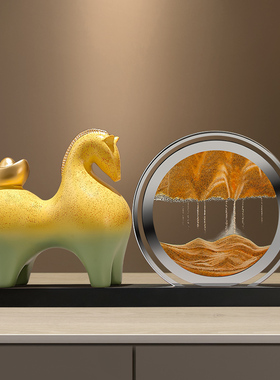 新年马年马上有钱流沙画礼物