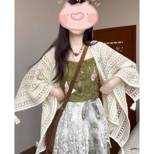 披肩夏天薄款针织开衫女春夏新款配裙子外搭披肩外套薄款百搭罩衫