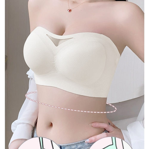 大码无肩带内衣女薄款大