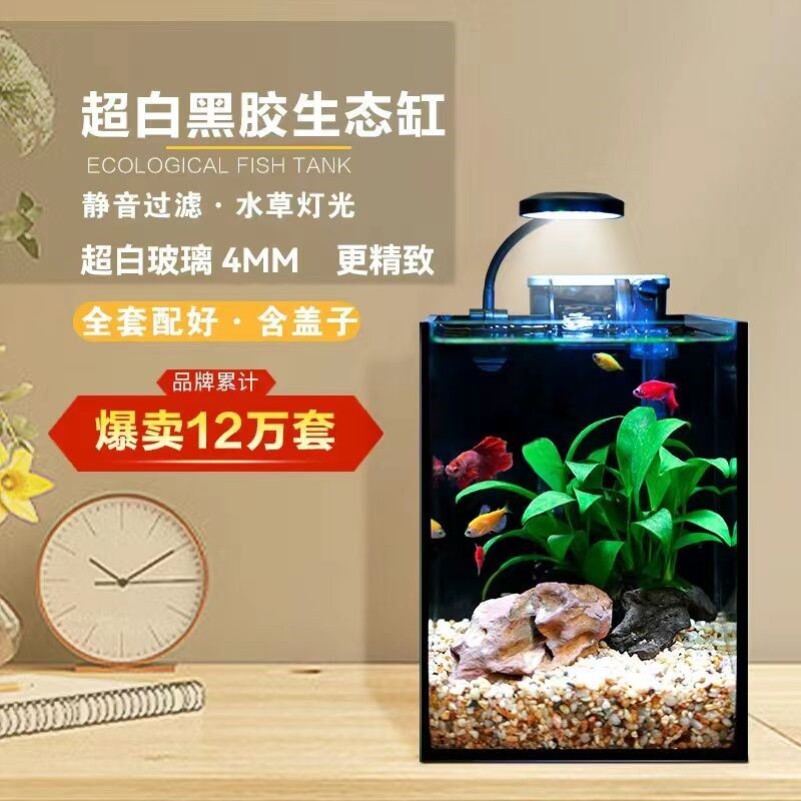 超白玻璃鱼缸小型客厅桌面办公桌鱼缸缸斗鱼缸长方形家用迷你鱼缸