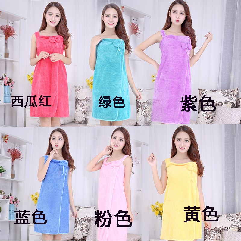 厂家珊瑚绒浴巾 纤维百变可穿魔术浴裙吊带加厚吸水