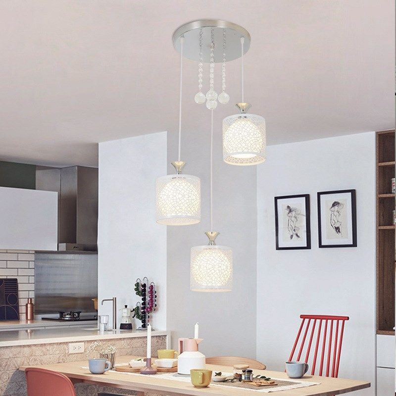 北欧餐厅吧台吊灯创意个性三头饭厅灯餐桌灯玄关过道灯水晶小吊灯