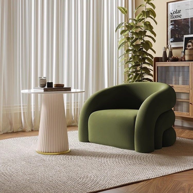 设计师单人沙发椅布艺弧形现代简约懒人单椅轻奢高级休闲洽谈椅,住宅家具,沙发椅,淘宝优惠券,粉丝福利购,淘宝优惠卷