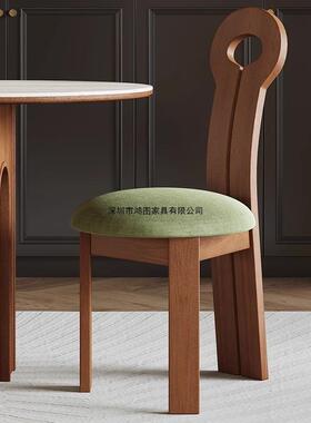 中古风实油木木餐椅225新款法式DA-06奶美式复古白蜡意式极简钥匙