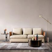 OHN意极TM 代C简约马鞍皮边几不锈钢E创意设 64792简岩板茶几现式