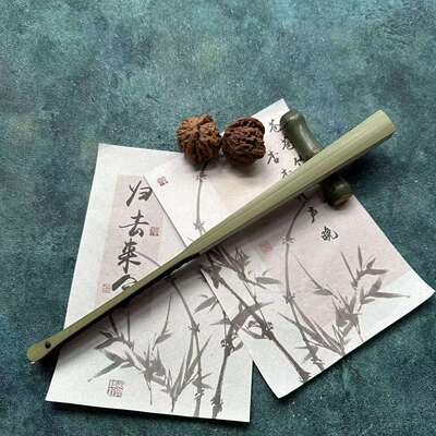 青竹折大边乌木小骨GFR9寸18方文玩扇扇子默认5白宝面不粘