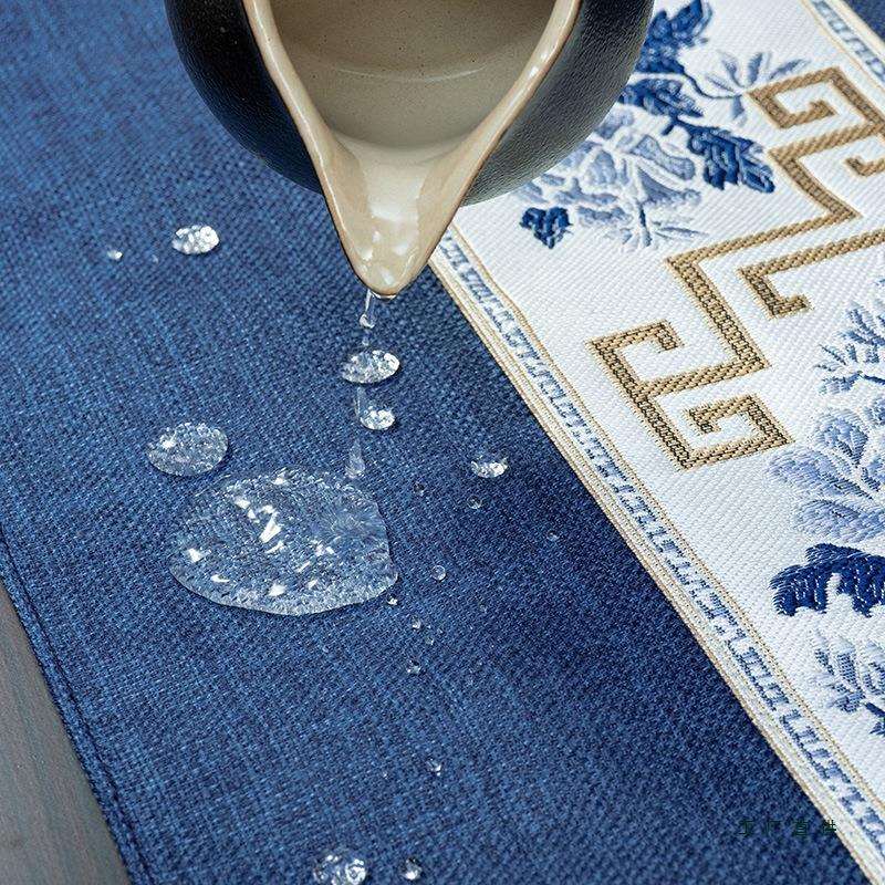 防水桌旗新中式禅意茶桌垫F9689ST7台布茶旗桌布茶席茶布床艺长几