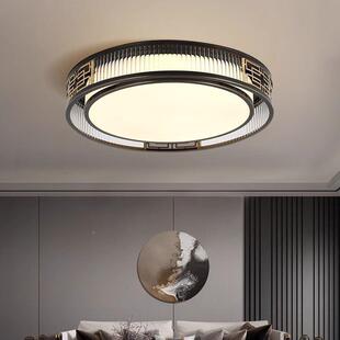 全铜新中式灯卧室吸顶全光复谱新款圆e形ld禅意古客厅书房000餐厅